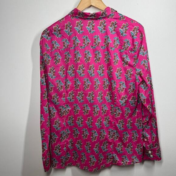 J.CREW Top Women XXL Pink Floral Long Sleeve Light Weight Cotton Signature Fit - Picture 2 of 7